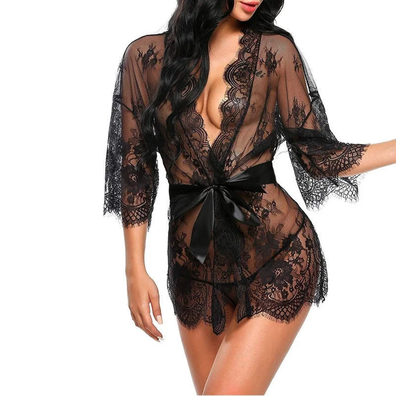 Cute lingerie sets for women-Hot Sale Fashion Lingerie transparent V-Neck Nightwear Porno Sexy Women Lace Babydoll Erotic Sleepwear Robe G-string Sex Costume Cute lingerie sets for women-Hot Sale Fashion Lingerie transparent V-Neck Nightwear Porno Sexy Women Lace Babydoll Erotic Sleepwear Robe G-string Sex Costume