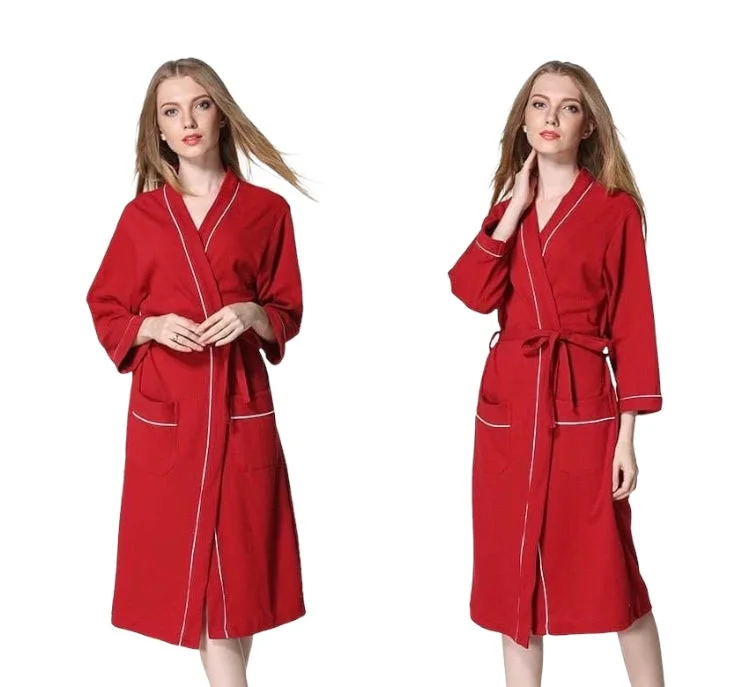 Women's robes for warm weather relaxation-Hotel Bathrobe Red