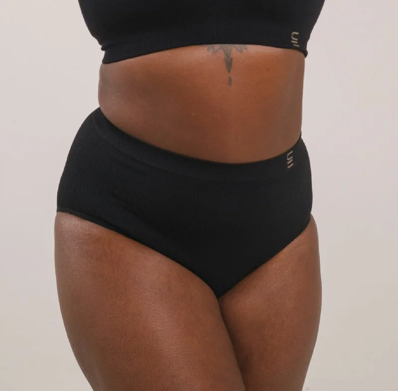 Best panties for tummy control-High Waist Brief - Recycled Seamfree - Black