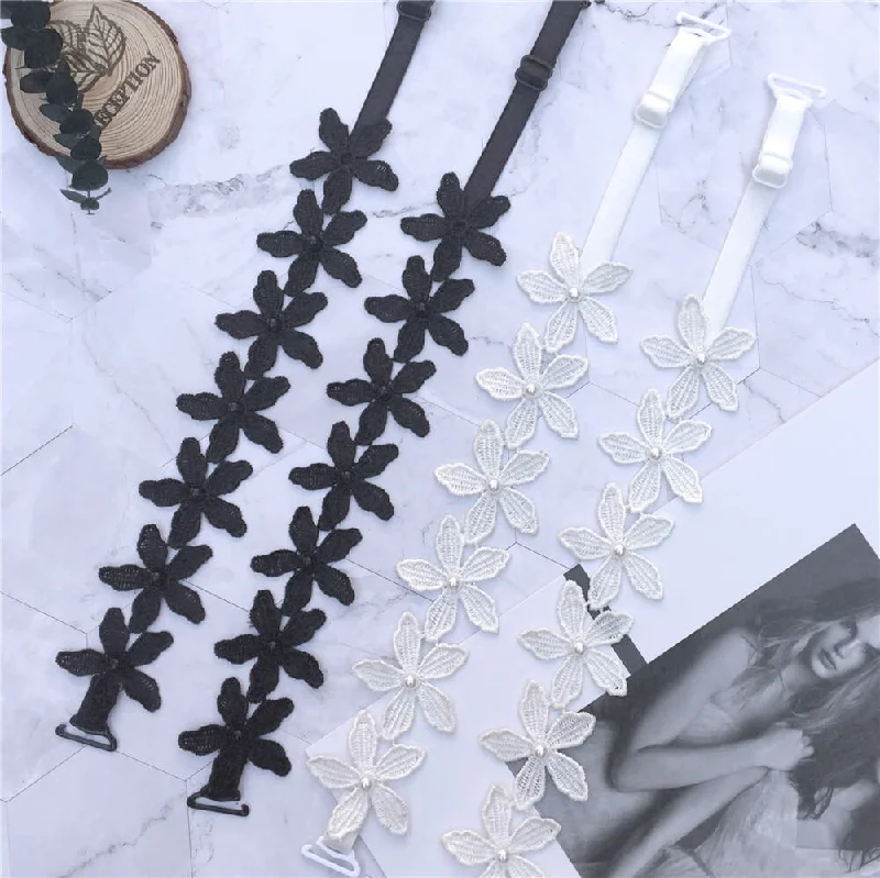 Nipple covers for ultimate skin protection-Flower Pearl Bra Strap Replacement