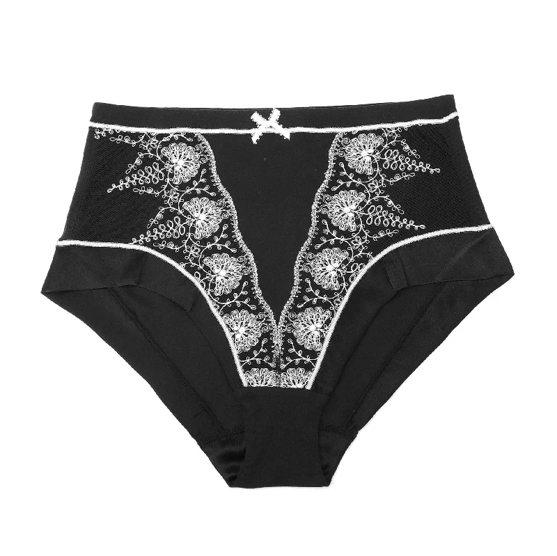 Women's panties for active women with moisture-wicking fabric-Snowdrop - Silk & Organic Cotton Full Brief in Black Women's panties for active women with moisture-wicking fabric-Snowdrop - Silk & Organic Cotton Full Brief in Black