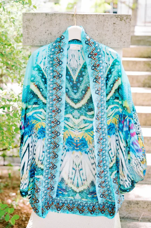 Cozy women's robes with luxurious fabric feel-Blakeline Bubble Cape: Zydeco