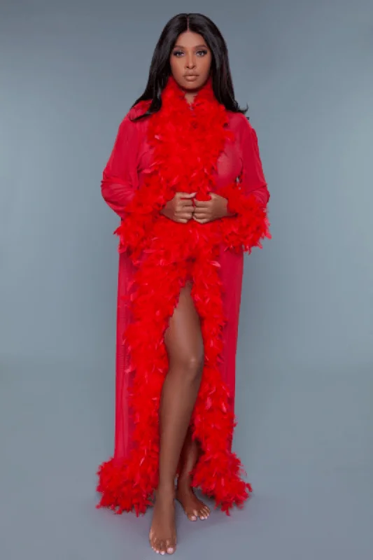 Soft women's robes for home-Geovan Luxury Lady Robe (Red)