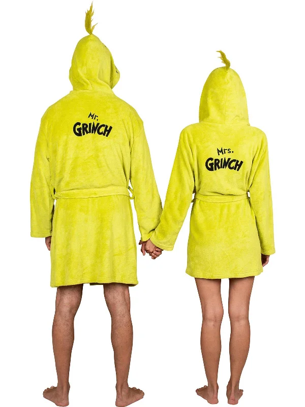 Comfortable matching mother and kid same suit for family events-Dr. Seuss Mr. & Mrs. Grinch Plush Bathrobe Loungewear Comfortable matching mother and kid same suit for family events-Dr. Seuss Mr. & Mrs. Grinch Plush Bathrobe Loungewear
