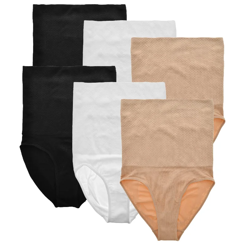 Lace-edge women's panties for elegance-Seamless Shaper Briefs with Double Layer Waist (6-Pack) Lace-edge women's panties for elegance-Seamless Shaper Briefs with Double Layer Waist (6-Pack)