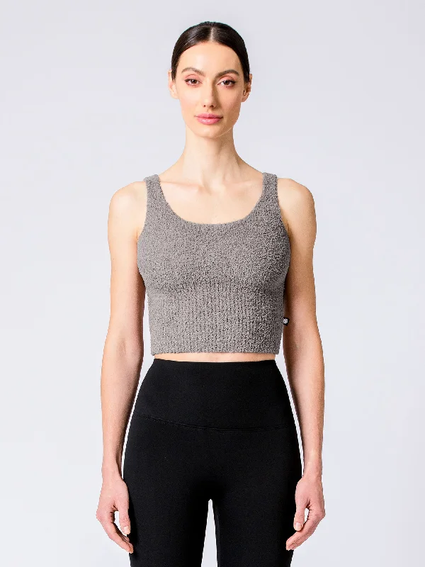 camisoles with pockets for travel-VEGAN WOOL TEDDY TANK, TRUFFLE