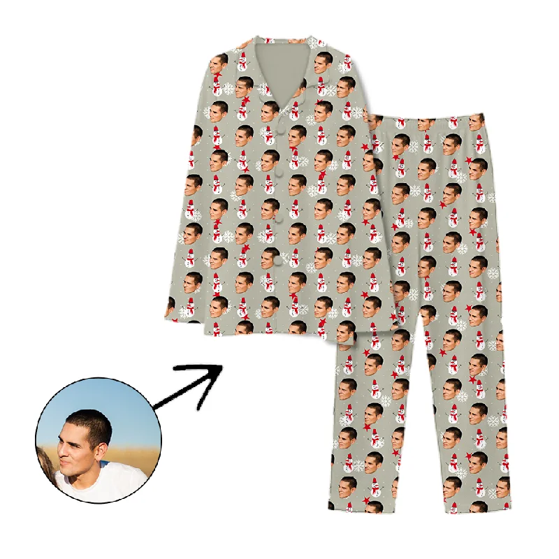 Matching mother and kid same suit with bright colors-Personalised Pyjamas Snowman And Snowflake