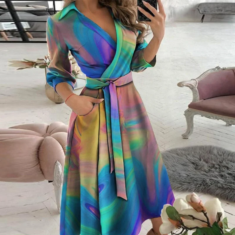 Women's robes with smooth finish for ultimate comfort-Women Tie dye Printing sexy V Neck
