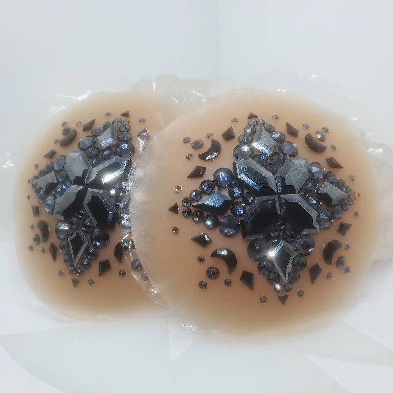 Nipple covers for avoiding visible lines-Crescent Moon Spell Bling Pasties