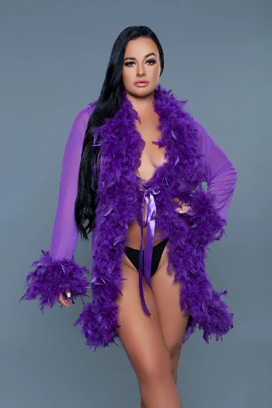 Elegant robes for women with soft, silky fabric-Geovan Sexy Lux Robe Violet