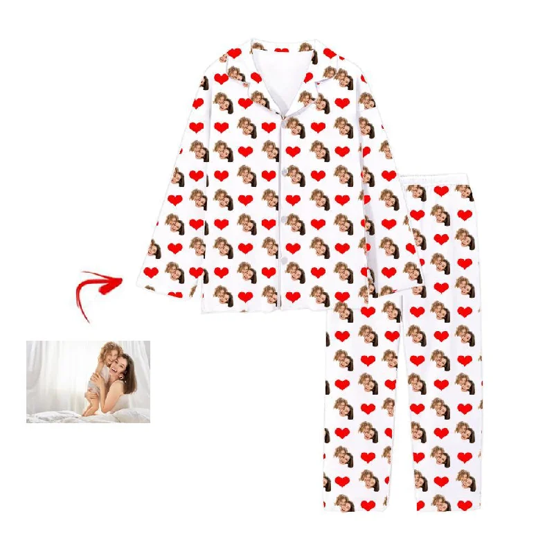 Matching mother and kid same suit for park visits-Personalised Pyjamas Heart Happy Mother's Day White Matching mother and kid same suit for park visits-Personalised Pyjamas Heart Happy Mother's Day White