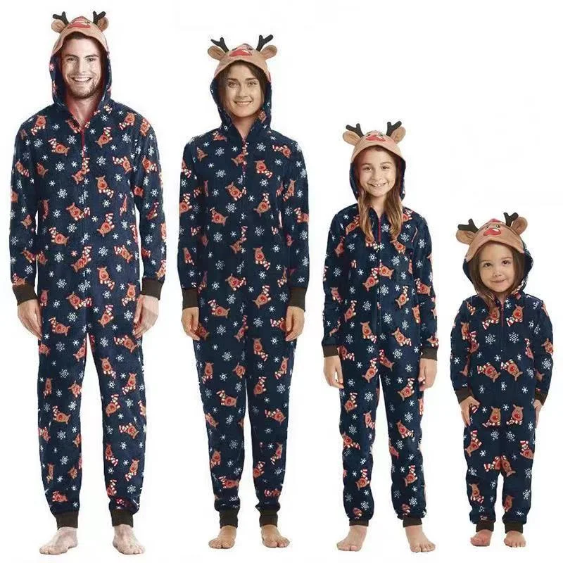 Comfortable matching mother and kid same suit for quick errands-Elegant Reindeer Jumper Family Matching Pajama