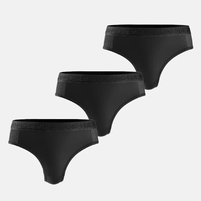 Lace-front panties for sexy appeal-Katrina Everyday Thong - Multi-Packs - Obsidian