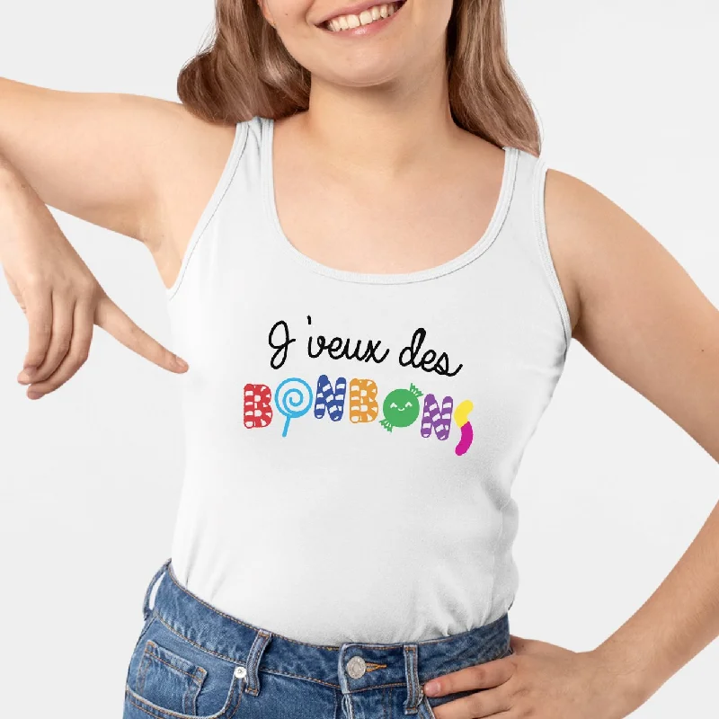 plus size lace camisoles under $20-Débardeur Femme J'veux des bonbons