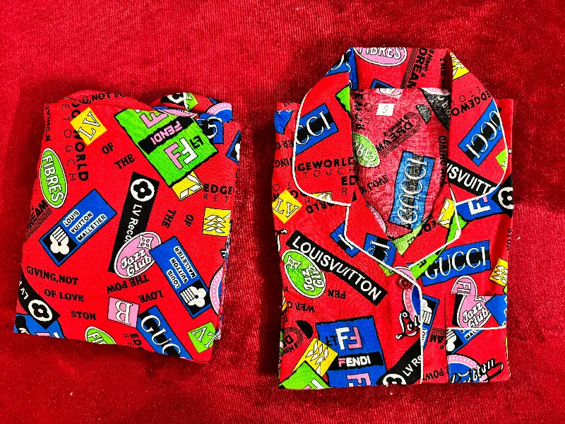 Stylish matching outfits for mother and kid same suit-Frenzy Red Pj