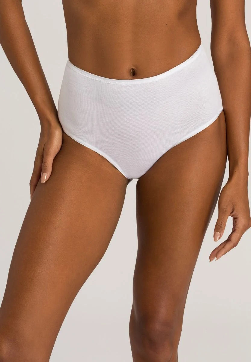 Women's panties with side lace trim for feminine flair-Hanro Cotton Seamless Maxi Brief White Women's panties with side lace trim for feminine flair-Hanro Cotton Seamless Maxi Brief White