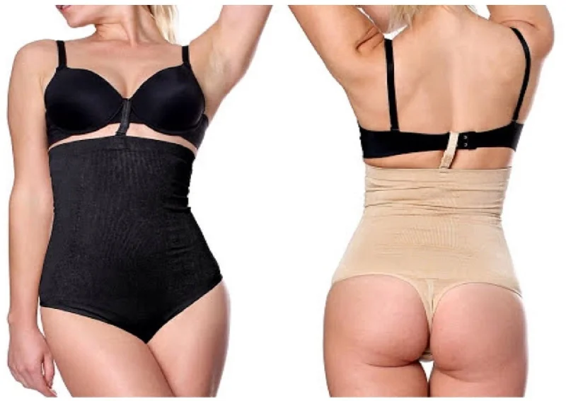 Padded bum shaper for seamless fit under dress-High Waist No-Slip Abdominal Thong Shaper