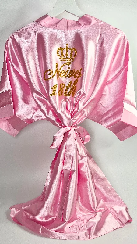 Trendy women's robes for modern style-Personalised Robe | Baby Pink