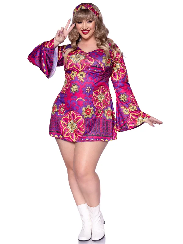 Comfortable women's sexy nightwear with relaxed look-Leg Avenue 83048X 2 Pc Retro Print Bell Sleeves Set Comfortable women's sexy nightwear with relaxed look-Leg Avenue 83048X 2 Pc Retro Print Bell Sleeves Set