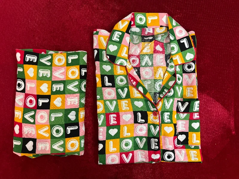 Mother and kid same suit with cute animal print-Love heart