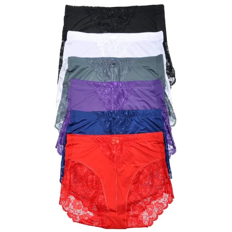 Women's panties for full-figured bodies-High Waist Light Control Briefs with Lace Accent Detail (6-Pack) Women's panties for full-figured bodies-High Waist Light Control Briefs with Lace Accent Detail (6-Pack)