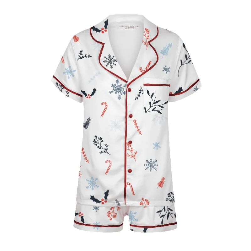 Matching mother and kid same suit for indoor fun-Men's Christmas Satin Personalised Pyjama Set - Traditional Print