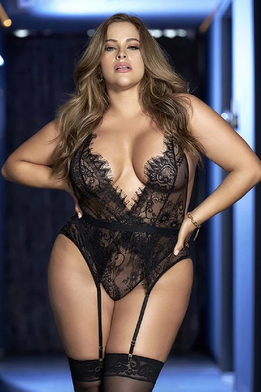 Sexy lingerie for glamorous look-Mapale 8676X Teddy Color Black