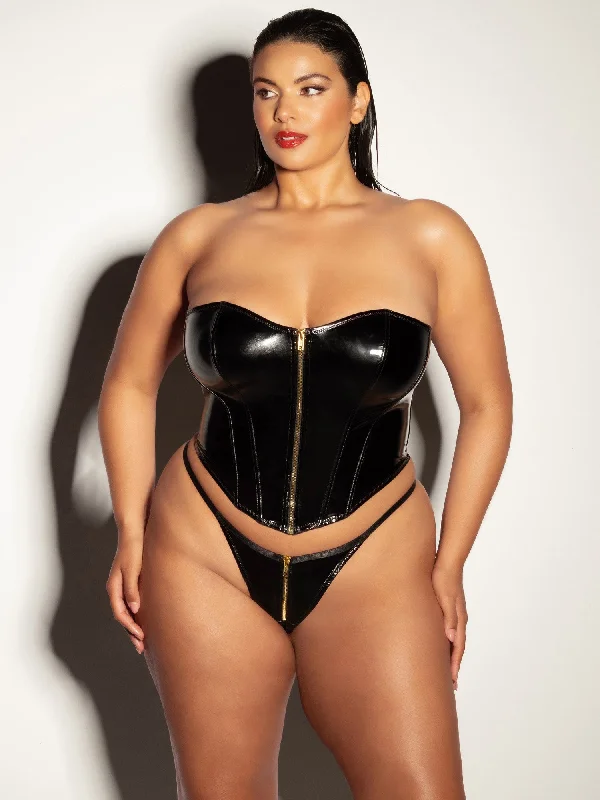 Sexy lingerie for shaping thighs and waist-Fetish Curvy Rider Bustier Bra Set