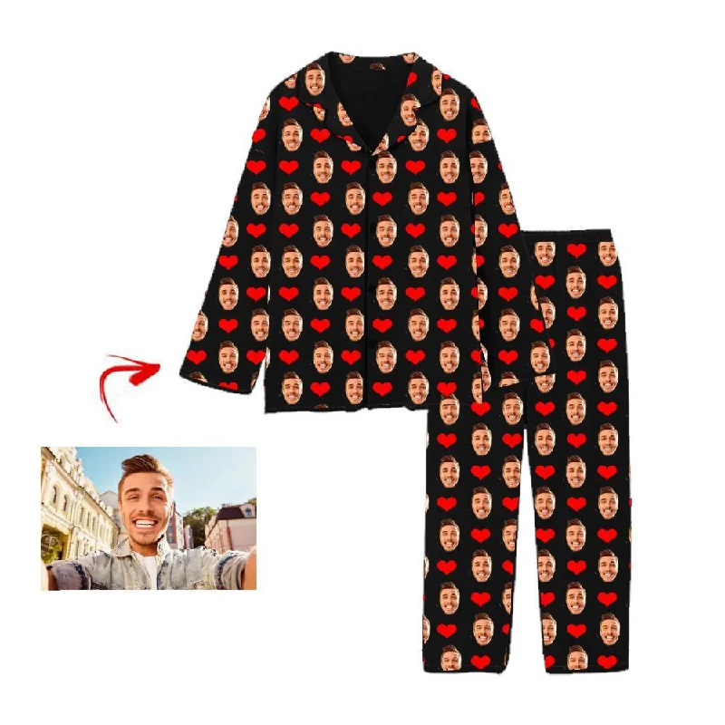 Matching mother and kid same suit for bonding moments-Personalised Pyjamas Heart I Love My Family Black Matching mother and kid same suit for bonding moments-Personalised Pyjamas Heart I Love My Family Black