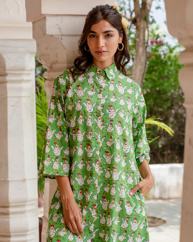 Comfortable matching mother and kid same suit for cozy weekends-Kuk-Doo-koo Aye Line - Soft Cotton Shirt Dress