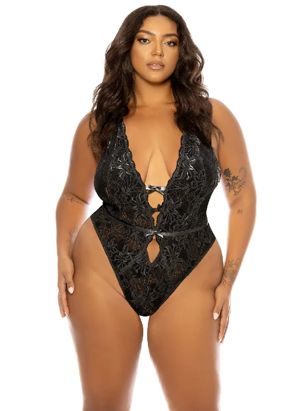 Sexy lingerie for sophisticated appeal-Curvy Lauren Lace Teddy