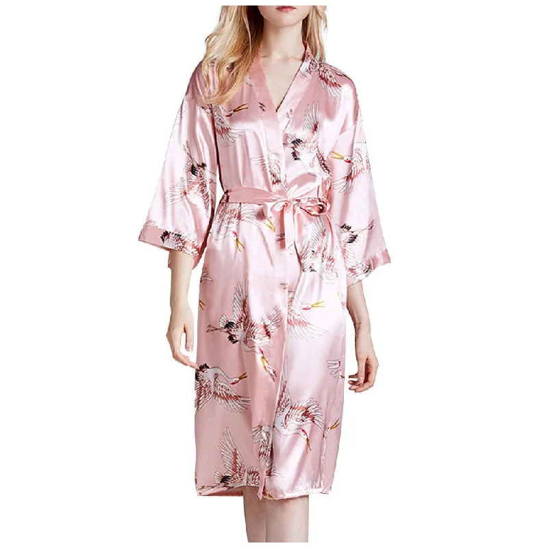 Women's robes with modern design-Silky Satin Sleep Robe