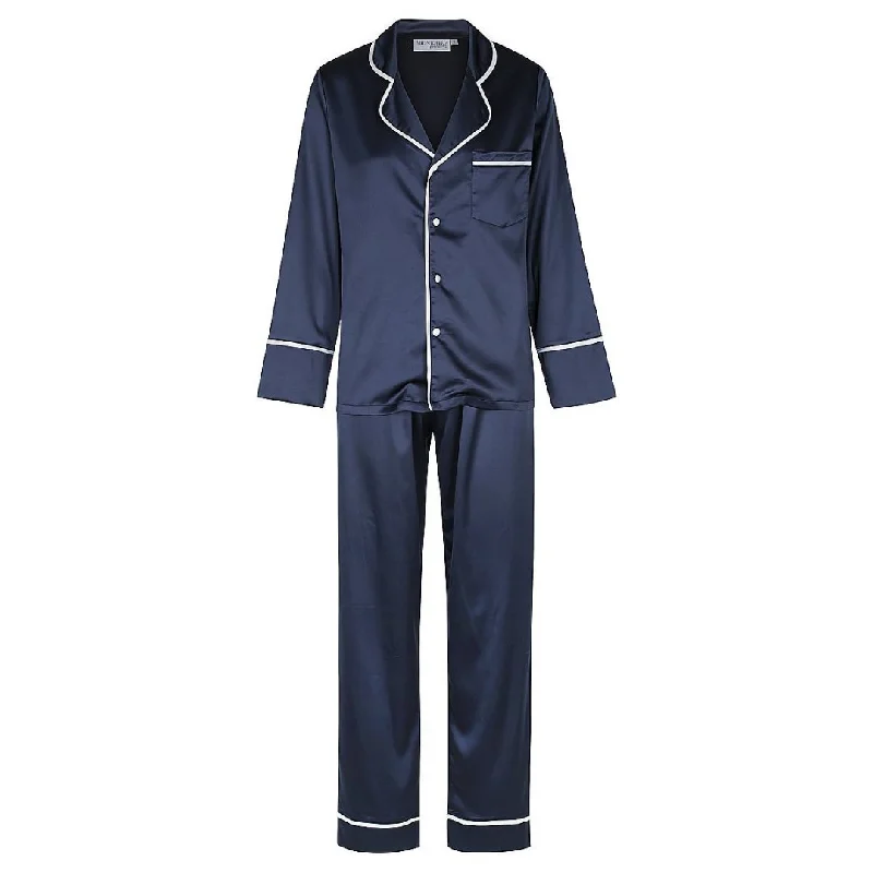 Matching mother and kid same suit with floral print-Satin Personalised Pyjama Winter Set - Long Sleeve & Long Pants Navy/White Matching mother and kid same suit with floral print-Satin Personalised Pyjama Winter Set - Long Sleeve & Long Pants Navy/White