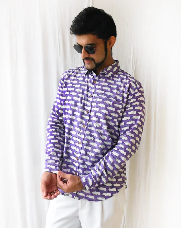 Fashionable matching mother and kid same suit for get-togethers-Happy Hippos Cotton Men's Shirt