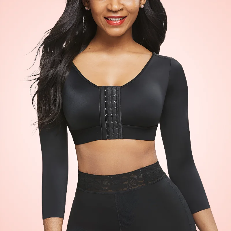 Bras for easing discomfort during recovery-Long Sleeve Crop Top Shaping Bra