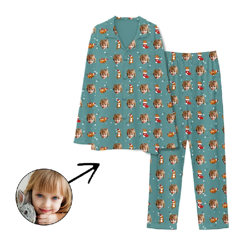 Matching mother and kid same suit for bonding moments-Personalised Pyjamas Christmas Socks And Cat