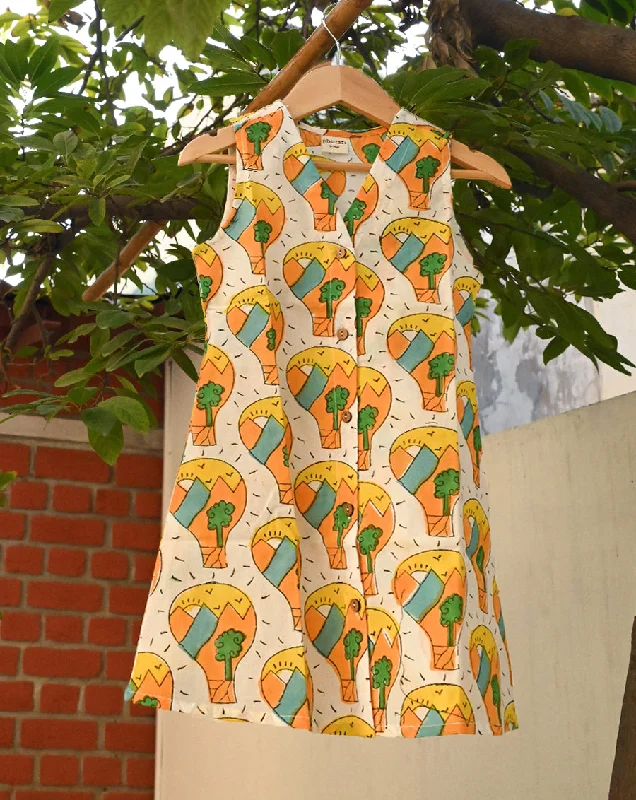 Fashionable mother and kid same suit for daily outings-Paradise Cotton Dress for Girls