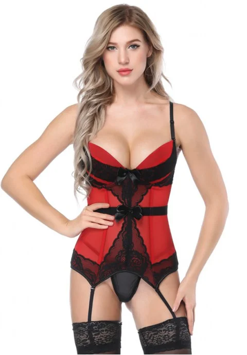 Sexy dress for perfect dinner date-Sexy Lace Overlay Jacquard Tapestry Corset