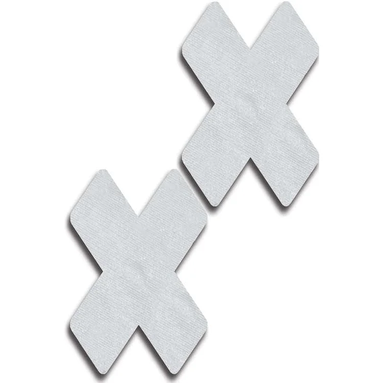 Nipple covers for everyday use under tops-SOLID WHITE CROSS NIPPLE PASTIES