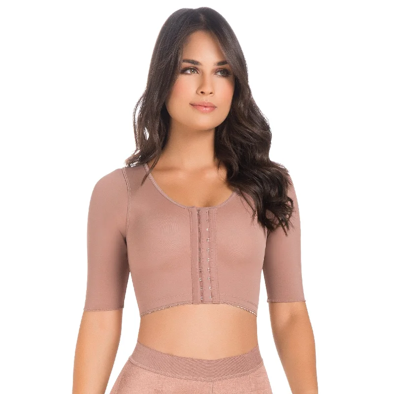 Bras for maintaining shape after surgery-Compression Bra With Sleeves Shapewear