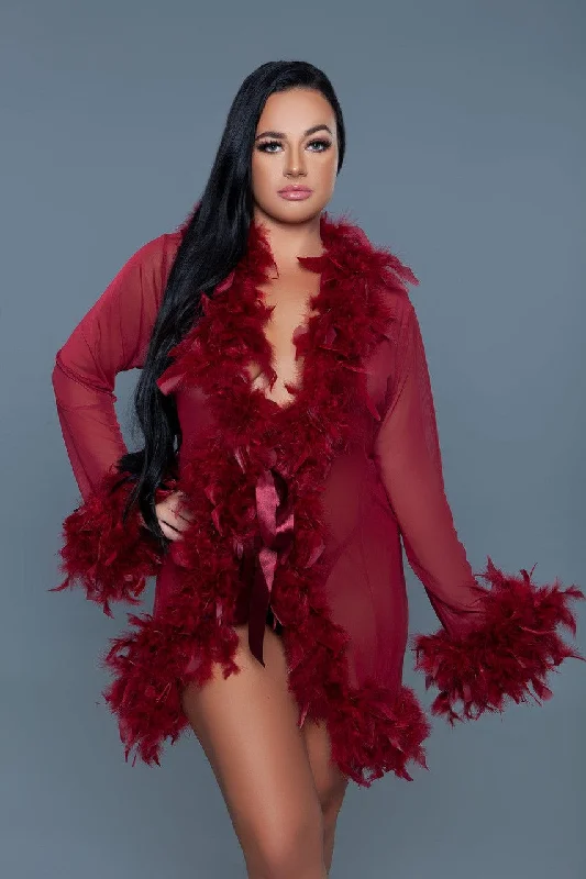 Stylish robes for women with stylish details-Geovan Sexy Lux Robe Maroon