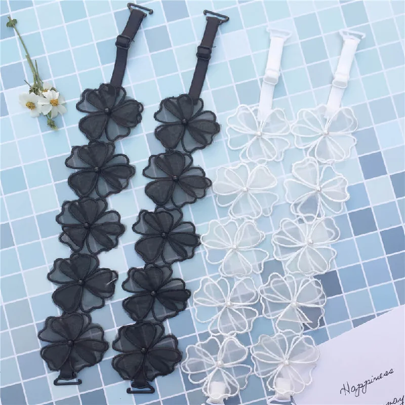Nipple covers for everyday comfort and invisibility-Lace Flower Bra Strap