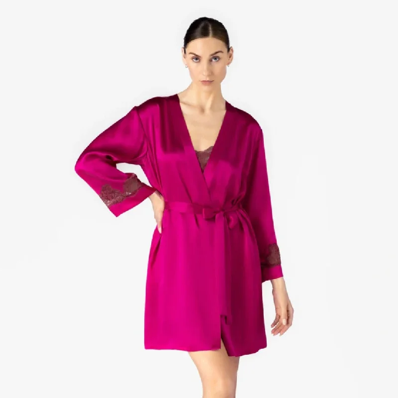 Women's robes for relaxation and comfort-NK iMode Morgan Iconic Short Silk Robe