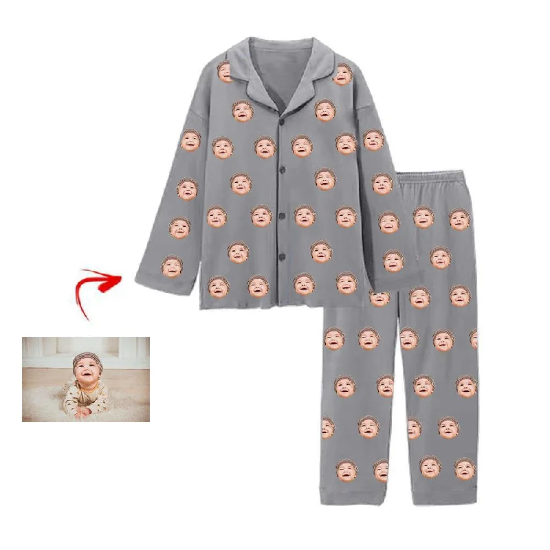 Stylish matching mother and kid same suit for day trips-Personalised Pyjamas I Love My Baby Grey