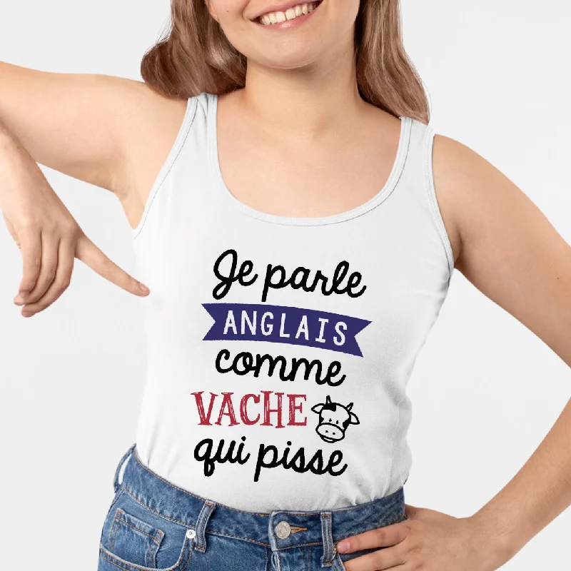 party camisoles sequin details-Débardeur Femme Je parle anglais comme vache qui pisse