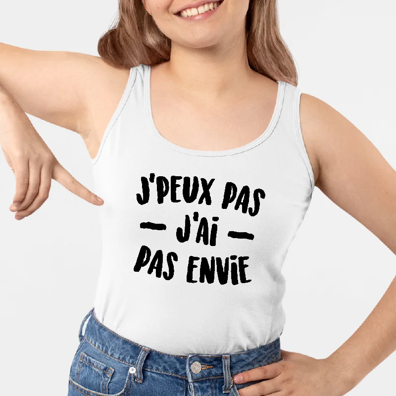 stain-resistant tanks durable-Débardeur Femme J'peux pas j'ai pas envie
