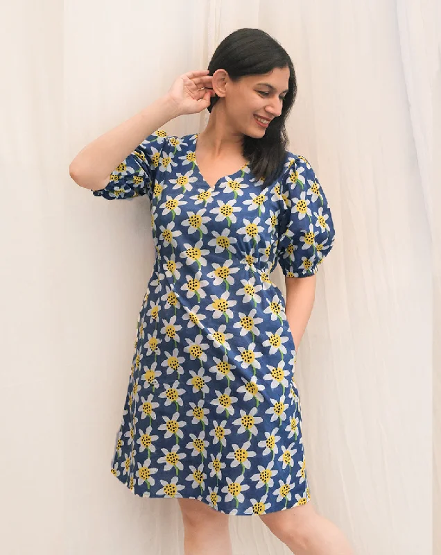 Matching mother and kid same suit with floral print-Daffodil Summer Dress