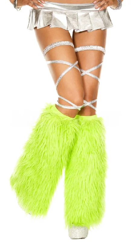 Nipple covers for backless tops-Furry Leg Warmers - Green