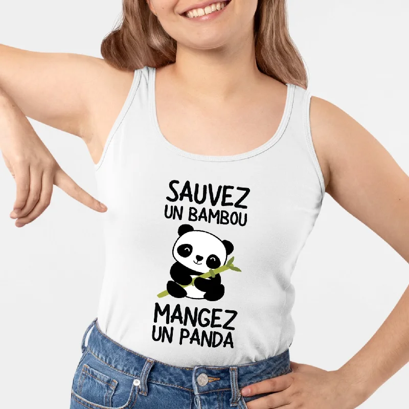 petite camisoles with adjustable straps-Débardeur Femme Sauvez un bambou, mangez un panda