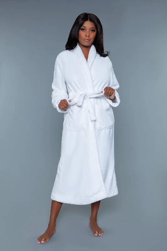 Elegant women's robes for luxury comfort-Geovan Comfy Plush Robe White